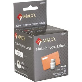 MACO Direct Thermal Printer White Multi-Purpose Labels, 1-1/8 x 2 Inches, 220 Per Roll, 440 Per Box (M86203) in Kuwait