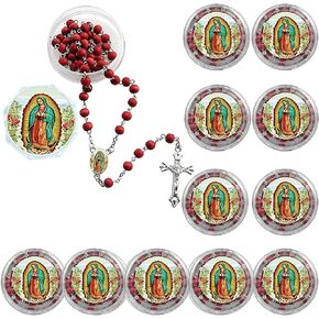 CLGIFT Bulk Lot Set of 12 red Beads Lady of Guadalupe/Lady of Guadalupe Rosary/Religious Favor/baptism Favor/memorial Rosary