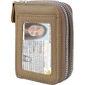 NGIL Small Zippered Faux Leather Wallet for Women, Accordion-Style Card Slot Women Wallet, RFID Blocking Credit Card Holder Wallet, Card Cases & Money Organizers (Apricot)
