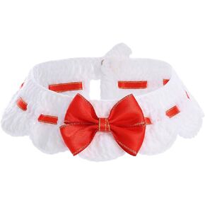 Campsis Bow Cat Collars Knitted Cat Collar with Button Kitten Collar Scarf for Pet Cats (S=7.9-9.8inch)