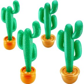 4 Pack 35 Inch Inflatable Cactus Blow Up Large Cactus for Mexican Fiesta Cinco de Mayo Birthday Hawaii Summer Beach Pool Swimming Party Decoration