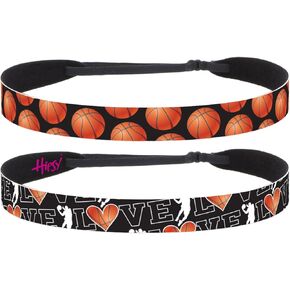 Hipsy Adjustable No Slip I Love Basketball Headbands for Women Girls & Teens