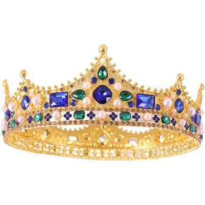 King Crystal Wedding Tiara Vintage Rhinestone Crown Hair Bands For Men Birthday Prom Pageant Hair Accessories
