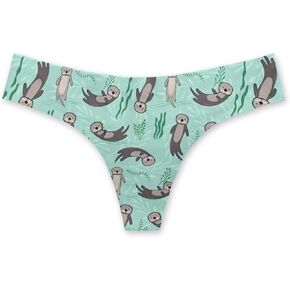 Pocket Pet Thong for Women Cute Cat Low Waist Underwear Panties 3D Print Cat Seamless Sexy T-Back Thong