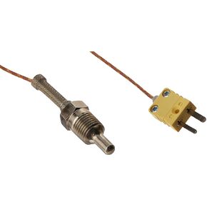 Digi-Sense Type-K Pipe Plug Probe SS 1/4" NPT (M) Mini-Connector, 0.5" L Grounded 5ft Cable