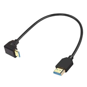 GINTOOYUN 8K Mini HDMI to HDMI Cable Super Thin line OD 4.0mm Mini HDMI to HDMI Ultra HD 2.1 Cable 8K@60Hz 4K@120Hz 48Gbps Dynamic HDR, eARC 0.3m (Angled Right)