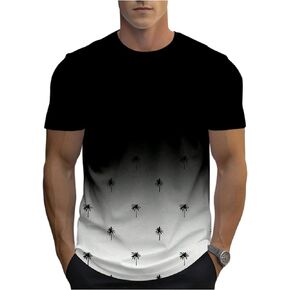 Floerns Men's Coconut Tree Printed Short Sleeve T Shirts Round Neck Tee Tops