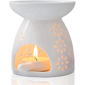Ceramic Tealight Holder, Tealight Wax Warmer Essential Oil Burner Candle Oil Diffuser Ceramic Oil Burner Wax Holder Candle Holders Oil Burner Flower Pattern Aroma Diffuser Home Romantic Decoration