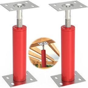 2 Pack Red House Jacks for Leveling Adjustable Floor Jack Post Floor Jack for House Telescoping Jack for Temporary Support, Support up to 5500 LBS, Adjustable Range 12 inch - 16 inch