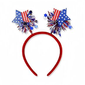 4th of July Headband Patriotic Hair Accessories for Women Girls Glitter USA Flag Star Hair Bands Red, white and blue ribbon Head Bopper Cute Hair Hoop Independence Day Parade Party Decor 1pcs