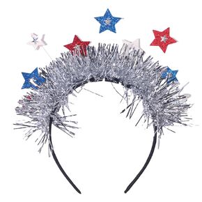 4th of July Headband Patriotic Hair Accessories for Women Girls Glitter USA Flag Star Hair Bands Red, white and blue ribbon Head Bopper Cute Hair Hoop Independence Day Parade Party Decor 1pcs