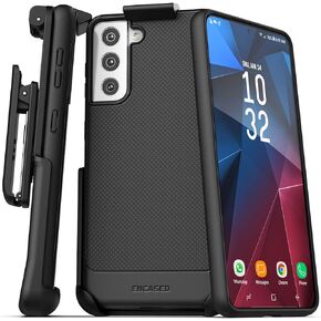Encased Thin Armor Designed for Samsung Galaxy S21 FE Belt Clip Case, Slim Fit Phone Case with Holster (Black)