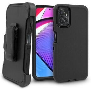 Compatible with Motorola Moto G Power 5G (2024) Case, Durable Military-Grade Belt Clip Holster with Buil in Screen Protection, Shockproof Design and Built-in Kickstand (Green)