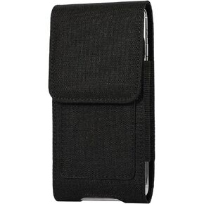 Nylon Phone Holster Belt Clip Case for Samsung Galaxy S22+ S21 FE S20 FE A32 4G A52 A53 Note 20 10+, iPhone 14 13 12 11 Pro Max, Moto Edge 2022, Pixel 6, OnePlus N20 5G Belt Pouch Holder Card Slot(L)