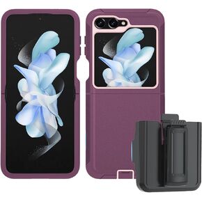 Miimall Belt Clip Holster Case Compatible for Samsung Z Flip 5, [Dual Protective] [Support Wireless Charging] [360° Rotate Ring Kickstand] Protector Shell Cover for Galaxy Z Flip 5 5G,2023(Black)