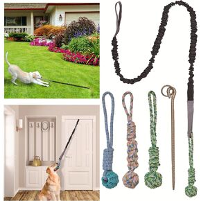 Interactive Dog Toys Rope Tug of War Dog Toy for Small Medium Large Dogs,Dog Stakes for Outside,Indoor Tug War Rope Dog Toy,Dog Bungee Tug Toy with 3 Chew Rope
