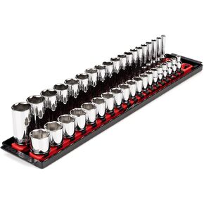 TEKTON 3/8 Inch Drive 6-Point Socket Set with Rails, 38-Piece (6-24 mm) | SHD91211