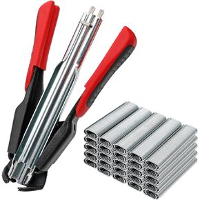 Spring Loaded C7 Hog Ring Pliers Kit with 2500pcs Nail, Hog Ring Gun Manual Fastening Clamp Tool for Hog Chicken Rabbit Cage Seal Bag Car Cushion