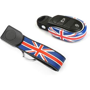 HEINMO Car Key Smart Remote Fob Shells Cover Case Rope Keychain Replacement for Cooper ONE S JCW Clubman Countryman F54 F55 F56 F57 F60 Car Styling (Carbon+Red)