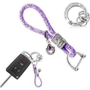 Ziciner Bling Crystal Car KeyChains for Women & Girls, Car Key Chain Glitter Key Ring, Universal Bling Key Chain Accessories (Black)