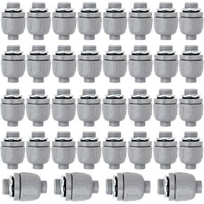 3/4 inch Liquid Tight Connector PVC Flexible Conduit Connector, Straight 180 Degree UL Listed Liquid Tight Connector, Non-Metallic Electrical Conduit Fittings (36 Pack)