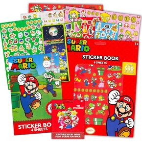 Nintendo Mario Sticker Ultimate Set 1000+ Stickers Featuring Mario, Luigi, and More Mario Sticker Books Party Supplies, Party Favors Bundle