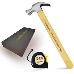 Gifts for Dad Birthday from Daughter Son Kid, Tool Gifts for Fathers Day,Tape Measure and Hammer Gifts for Men-Yellow