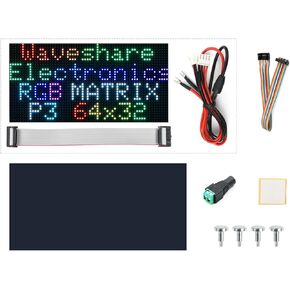Waveshare RGB Full-Color LED Matrix Panel 64×32 Pixels Display Screen 2048 Individual RGB LEDs 3mm Pitch Adjustable Brightness Supports Raspberry Pi Pico/ESP32