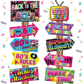 20 Pieces 80's Party Sign Back to 80s Theme Photo Booth Props Retro Party Decorations Birthday Party Favors Cute Cassette Tape 10 Styles 80s Cutouts for 1980s Neon Throwback Adults Birthday Supplies