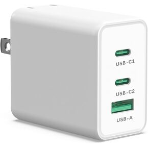 USB C Charger 65W GaN Fast Charging, PPS 3-Port Fast Compact Foldable USB-C Wall Charger for MacBook Pro/Air, iPad Pro, Galaxy S23/S22, iPhone 15/14, Dell XPS, Laptop