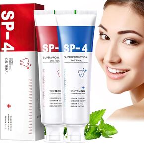 2PCS Yayashi Sp-4 Toothpaste, Toothpaste Fresh Breath Toothpaste, Stain Removing Toothpaste-120g/piece (Blue&Red)