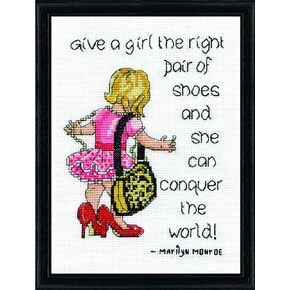 Design Works Crafts Right Pair of Shoes, 5 x 7 Counted Cross Stitch Kit, 5" by 7", Multi-Colour, (2955)