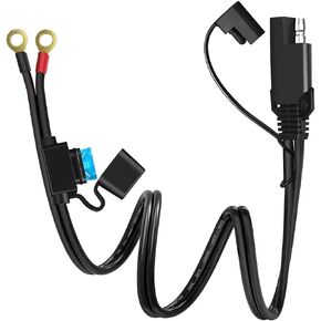 18AWG SAE Battery Connector Cable, Cord Adapter with SAE Quick Disconnect Plug, SAE to O Ring Terminal Harness with 10A Protection Fuse, SAE Battery Extension Cable for Motorcycle Car