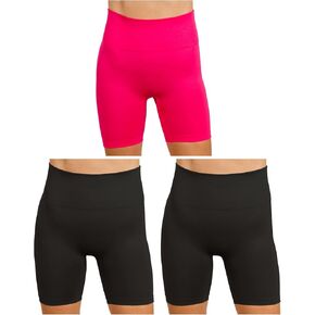 Women's 3 Pack Seamless Compression Biker Shorts - Tie Dye and Solid Ideal for Gym, Yoga, Running, and Fitness in Kuwait