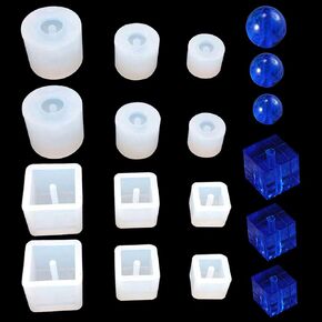 Markeny 12PACK Resin Casting Molds Square Round Beaded Resin Mold Cube Silicone Molds for DIY Bracelet Beads Crystal Glass Beads Making