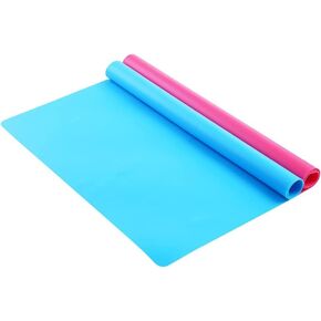 2 Pack of 15.7" x 11.7" Large Silicone mat for Crafts Jewelry Casting Mould Mat, Silicone Placemat for DIY Crafting (Rose Red & Blue)