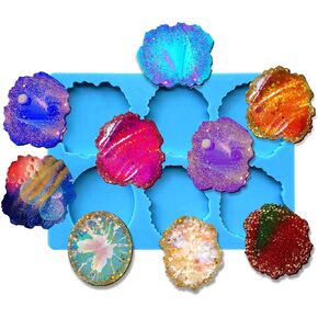 6-Cavity Epoxy Resin On Top Phone Grip Mold,Irregular Round Phone Grip Silicone Mold,Circle Silicone Molds,Epoxy Resin Mold Jewelry Making Supplies(B)