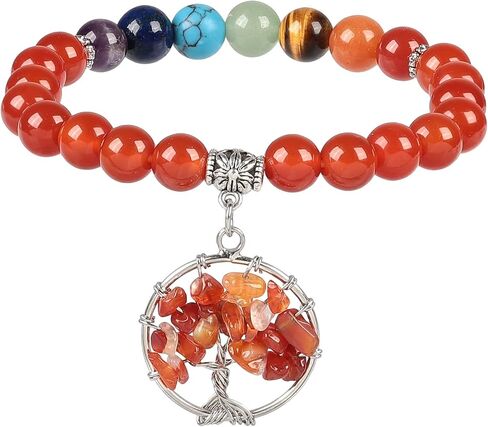 7 شقرا الخرز حجر شجرة تمتد سوار للنساء والرجال، الريكي شفاء حجر مجوهرات لليوجا والتأمل in Kuwait