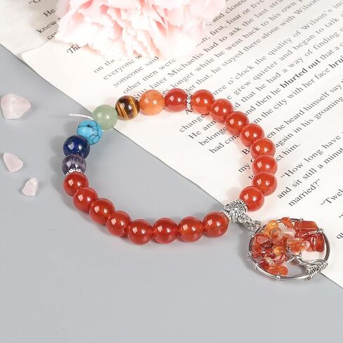 7 شقرا الخرز حجر شجرة تمتد سوار للنساء والرجال، الريكي شفاء حجر مجوهرات لليوجا والتأمل in Kuwait