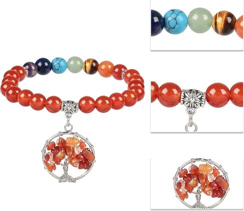 7 شقرا الخرز حجر شجرة تمتد سوار للنساء والرجال، الريكي شفاء حجر مجوهرات لليوجا والتأمل in Kuwait