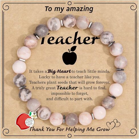 Caiyao Teachers' Day Bracelets Teacher Appreciation Gifts Bracelets Healing Natural Stone Stretch Bracelet for Women Men End of Year Thank You Graduation Gifts Back to School Jewelry in Saudi Arabia