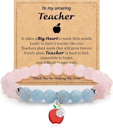 Caiyao Teachers' Day Bracelets Teacher Appreciation Gifts Bracelets Healing Natural Stone Stretch Bracelet for Women Men End of Year Thank You Graduation Gifts Back to School Jewelry in Saudi Arabia