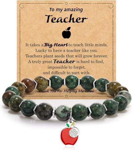 Caiyao Teachers' Day Bracelets Teacher Appreciation Gifts Bracelets Healing Natural Stone Stretch Bracelet for Women Men End of Year Thank You Graduation Gifts Back to School Jewelry in Saudi Arabia