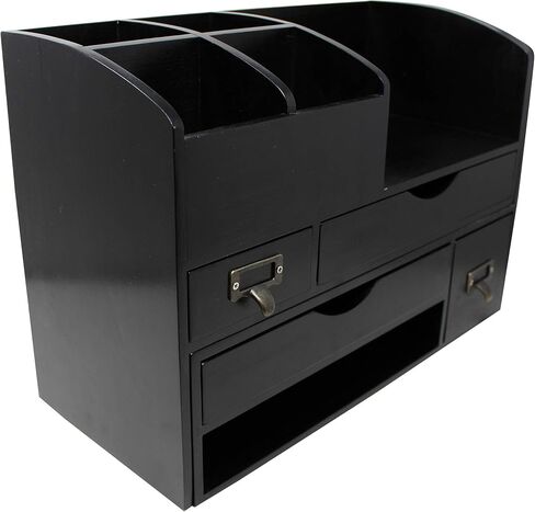 Executive Office Solutions Large Adjustable Wooden Office Desk Organizer for Desktop, Tabletop, or Counter – Wood Storage Shelf Rack – for Office Supplies, Desk Accessories, or Mail - Barnwood (WO13) in Saudi Arabia