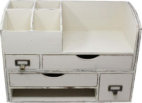 منظم مكتب خشبي كبير قابل للتعديل لسطح المكتب أو الطاولة أو المنضدة - رف تخزين خشبي - للوازم المكتبية أو ملحقات المكتب أو البريد - خشب البارنوود (WO13) in Kuwait