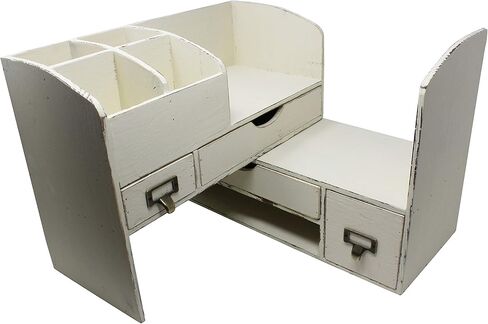 منظم مكتب خشبي كبير قابل للتعديل لسطح المكتب أو الطاولة أو المنضدة - رف تخزين خشبي - للوازم المكتبية أو ملحقات المكتب أو البريد - خشب البارنوود (WO13) in Kuwait