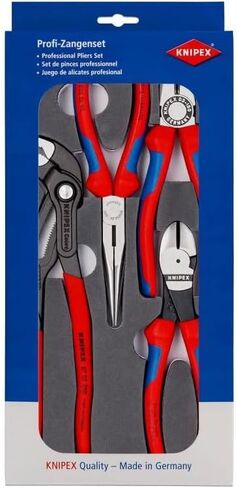 KNIPEX - 00 20 01 V15 Tools - 4 Piece Basic Pliers Set in Foam Tray (002001V15), Red in Saudi Arabia