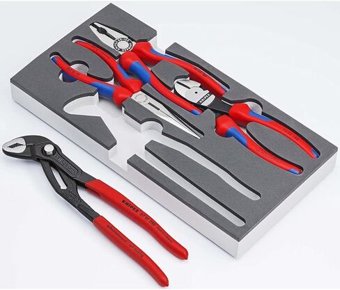 KNIPEX - 00 20 01 V15 Tools - 4 Piece Basic Pliers Set in Foam Tray (002001V15), Red in Saudi Arabia