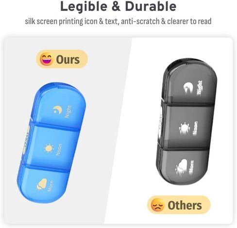 Extra Large Weekly Pill Organizer, Lightproof & Moistureproof 7 Day Pill Dispenser, High Capacity Pill Case, Bulky Weekly Pill Container with Detachable Daily Boxes (Black, 3 Times) in Saudi Arabia