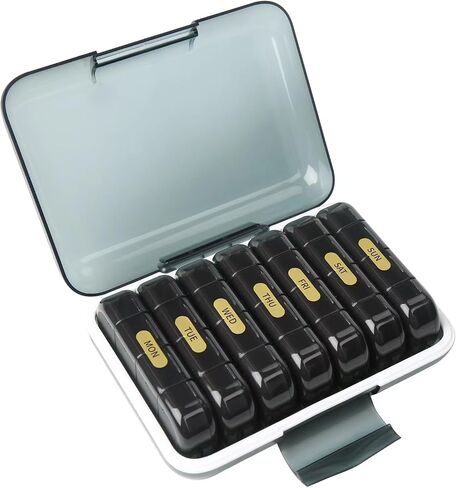 Extra Large Weekly Pill Organizer, Lightproof & Moistureproof 7 Day Pill Dispenser, High Capacity Pill Case, Bulky Weekly Pill Container with Detachable Daily Boxes (Black, 3 Times) in Saudi Arabia